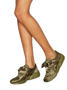 Puma Olive Green Satin Ribbon Sneakers